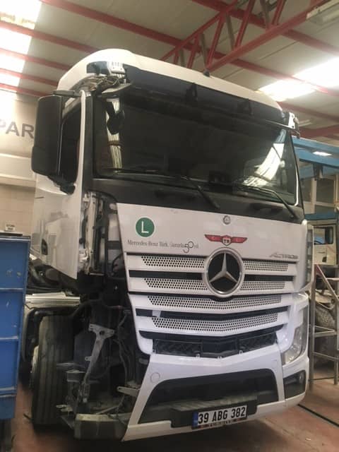 Mercedes-Benz Actros 1845 tamir öncesi hasar görüntüsü, Kısmet Ticari Araçlar, Çorlu Tekirdağ ağır vasıta servisi